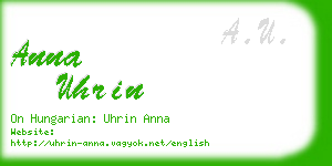 anna uhrin business card